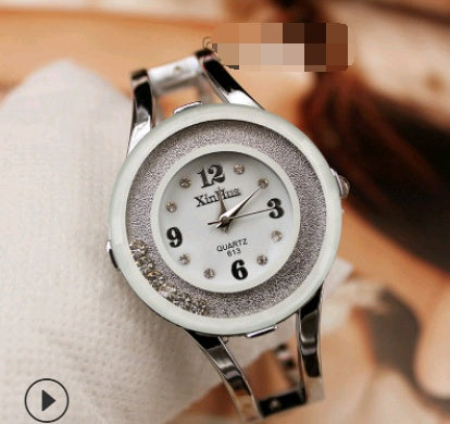 Ladies Rhinestone Steel Bracelet Watch